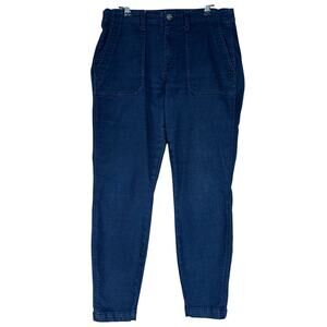 Studio Blue Casual Pants Women Size 30 Dark Blue Cotton Blend Ankle Trousers